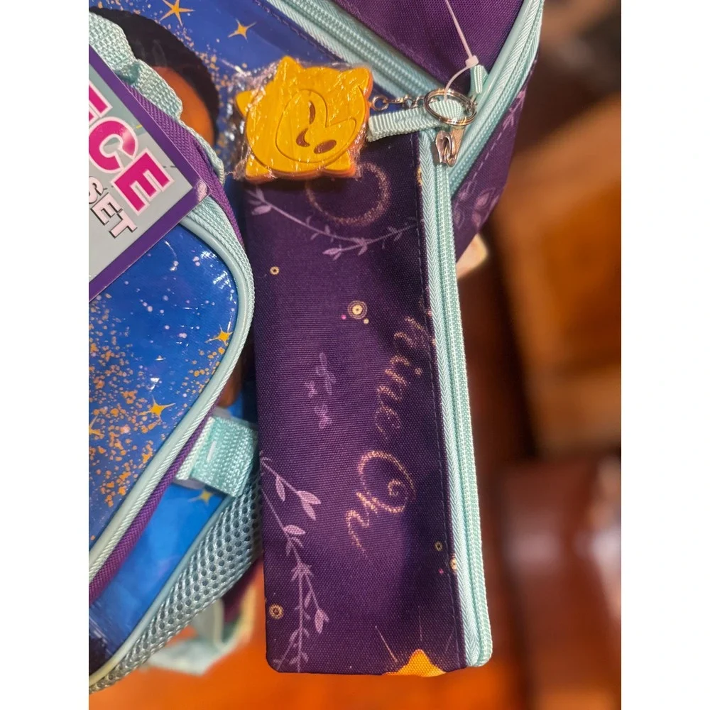 Disney Wish 5 Piece Backpack Set Asha Valentino Purple Teal School Bag NWT